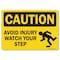 Signmission OSHA Caution Decal, Avoid Injury Watch Your Step W/ Graphic, 7in X 5in Decal, 5" W, 7" L, Landscape OS-CS-D-57-L-19114 - alternate 1